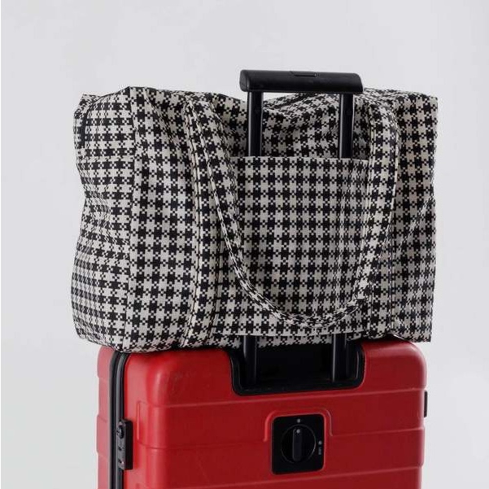 Baggu black & white pixel gingham cloud carry on bag